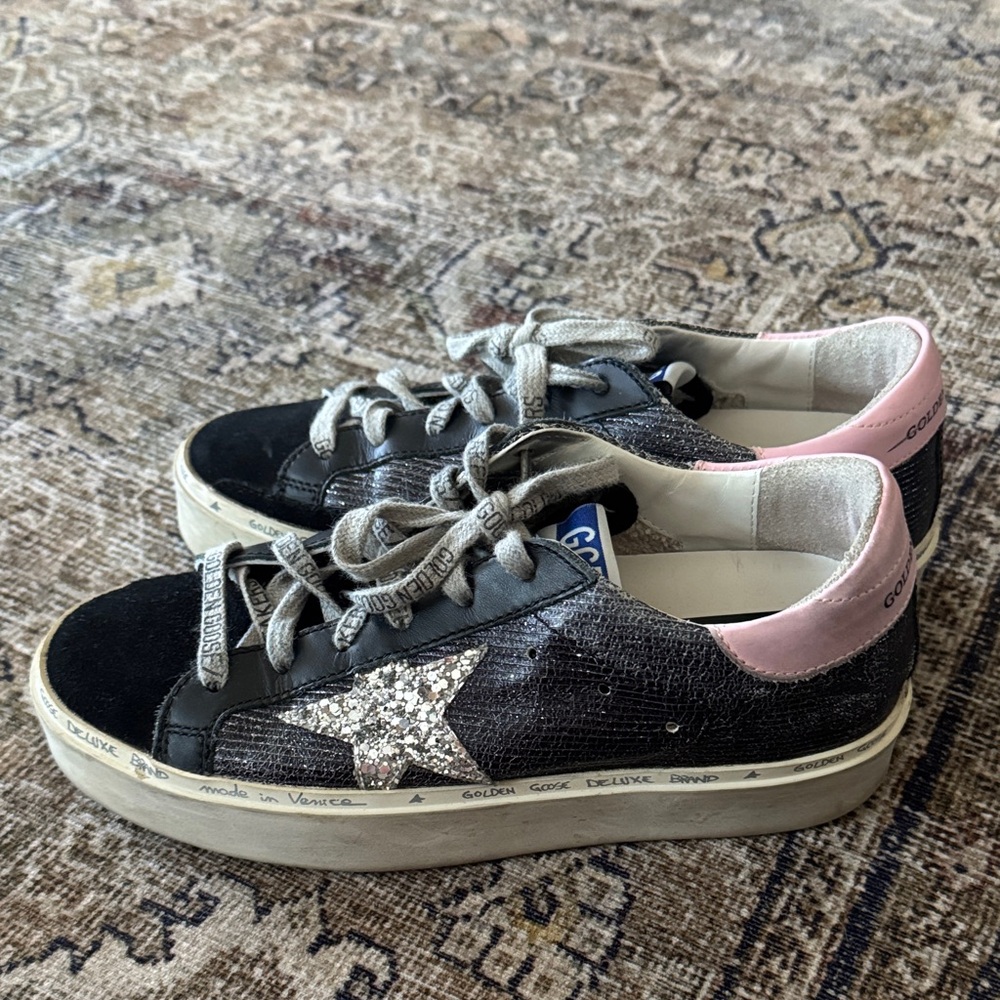 Golden Goose Women's Black, Pink, and Silver Sneakers